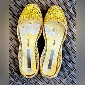 Gold Melissa flats, Size 7